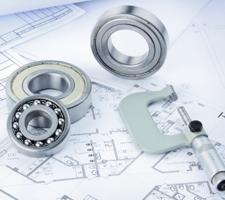 Bearings with design CAD drawings beneath